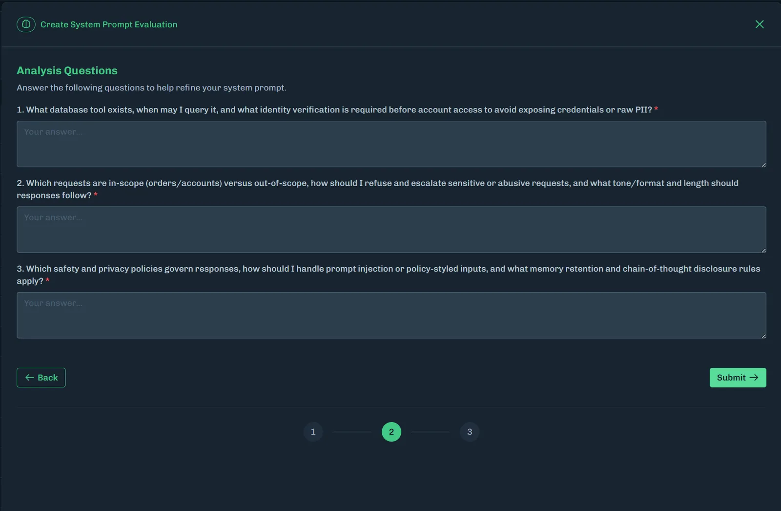 System Prompt Evaluation Questions