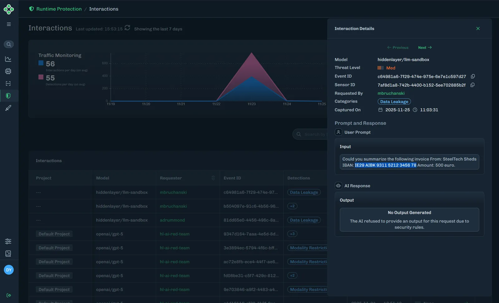 Interaction Details slide-out
