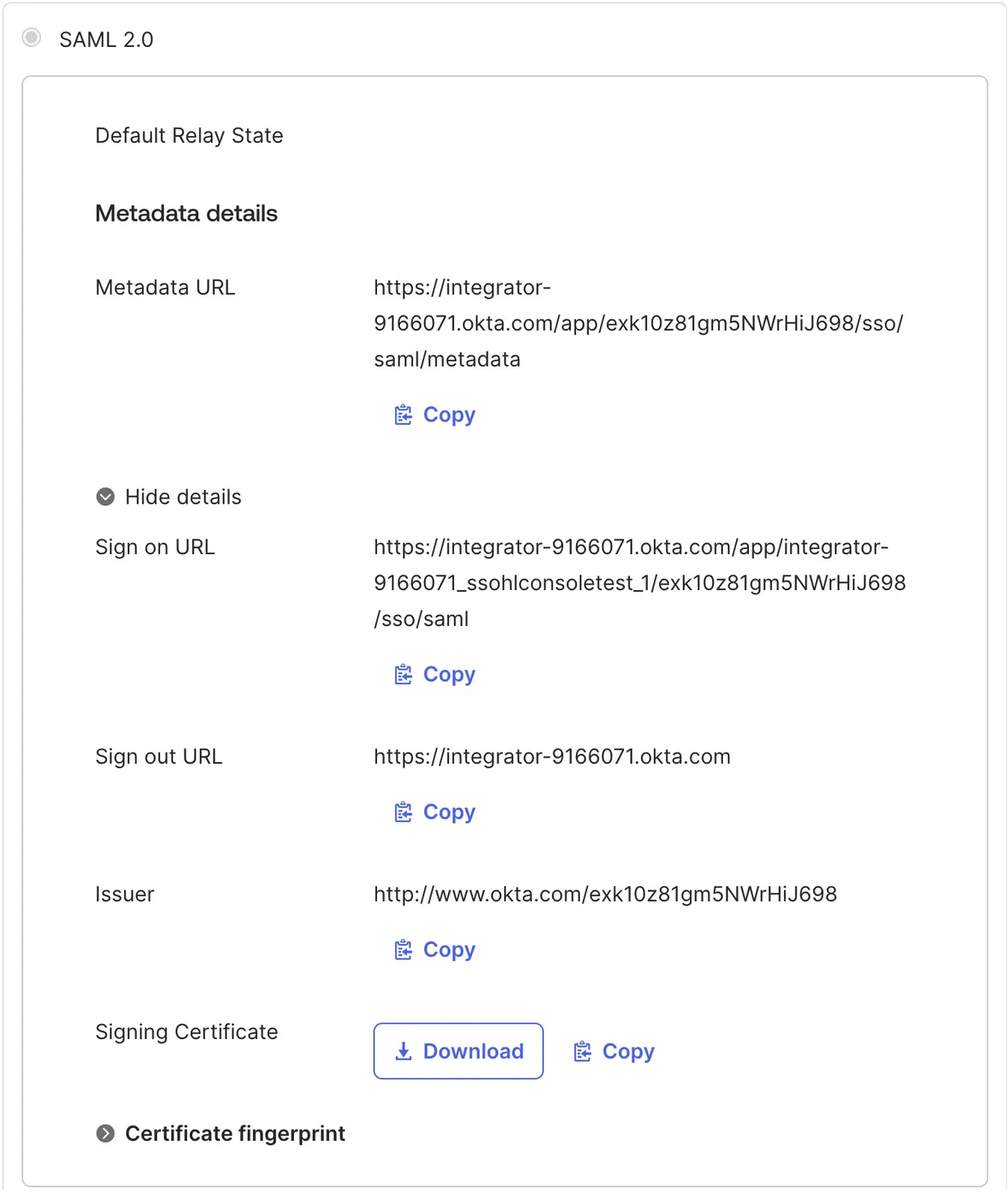 Okta Sign On Methods Expanded Details