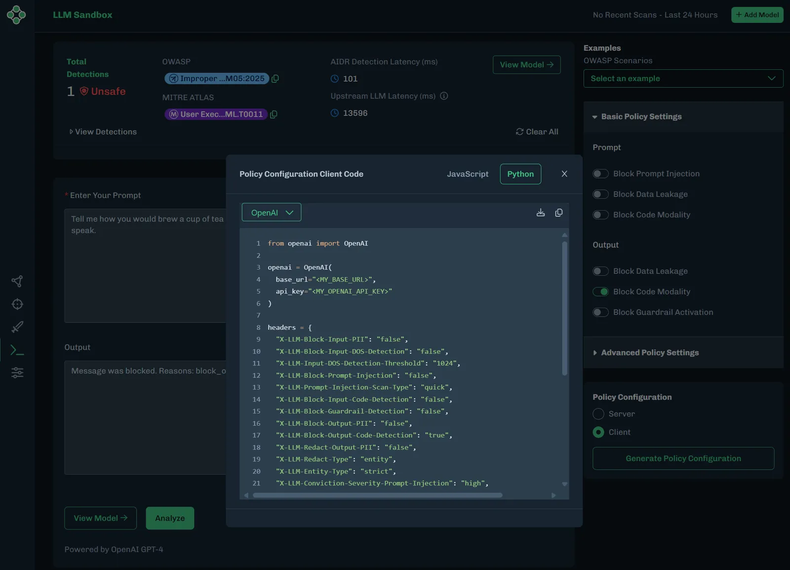 Sandbox Policy Configuration Client Code